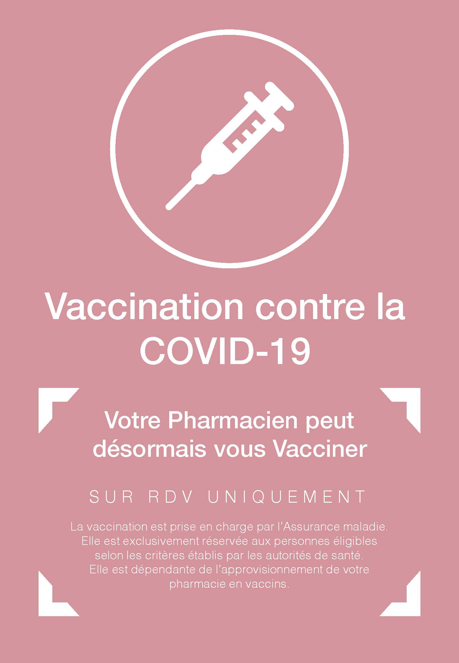 Affiche Information Vaccination COVID 19 sur RDV