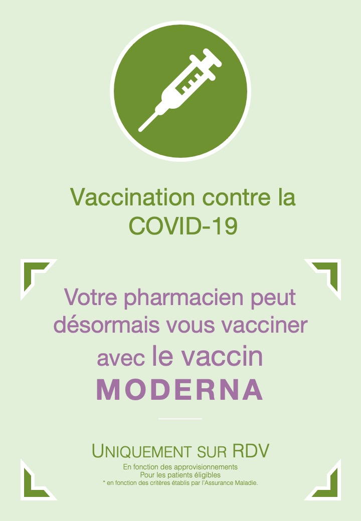 Affiche Information Vaccination COVID 19 MODERNA