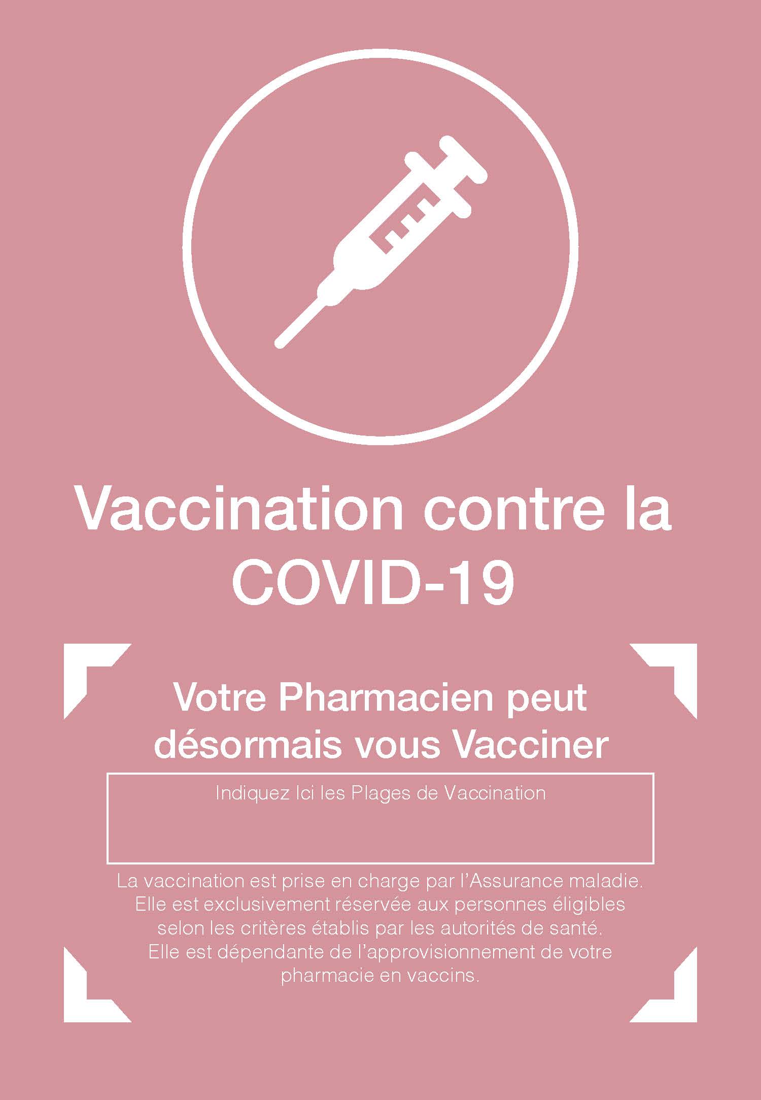 Affiche Information Vaccincation COVID 19 sur plages horaires