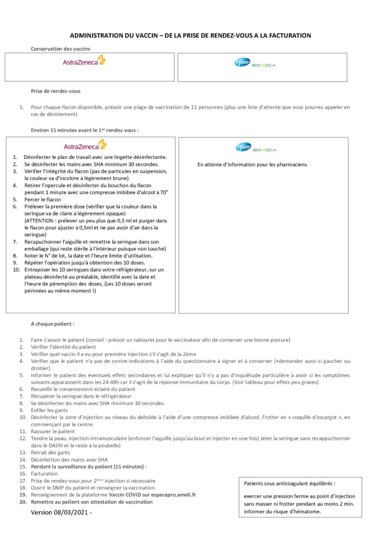 FAQ Vaccination COVID 19 et tableaux effets secondaire et procedure SDPG Page 7