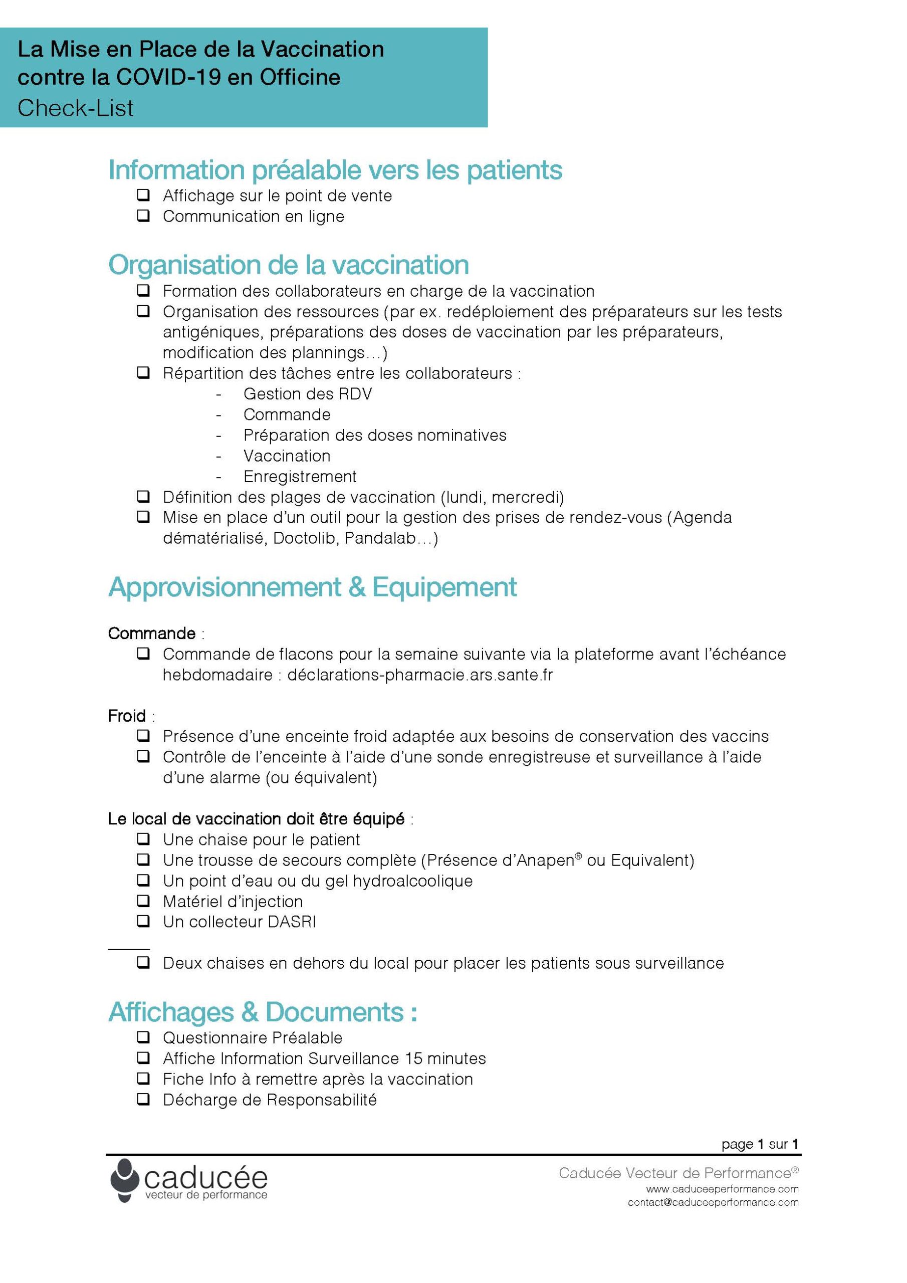 La Mise en Place de la Vaccination contre la COVID check list scaled